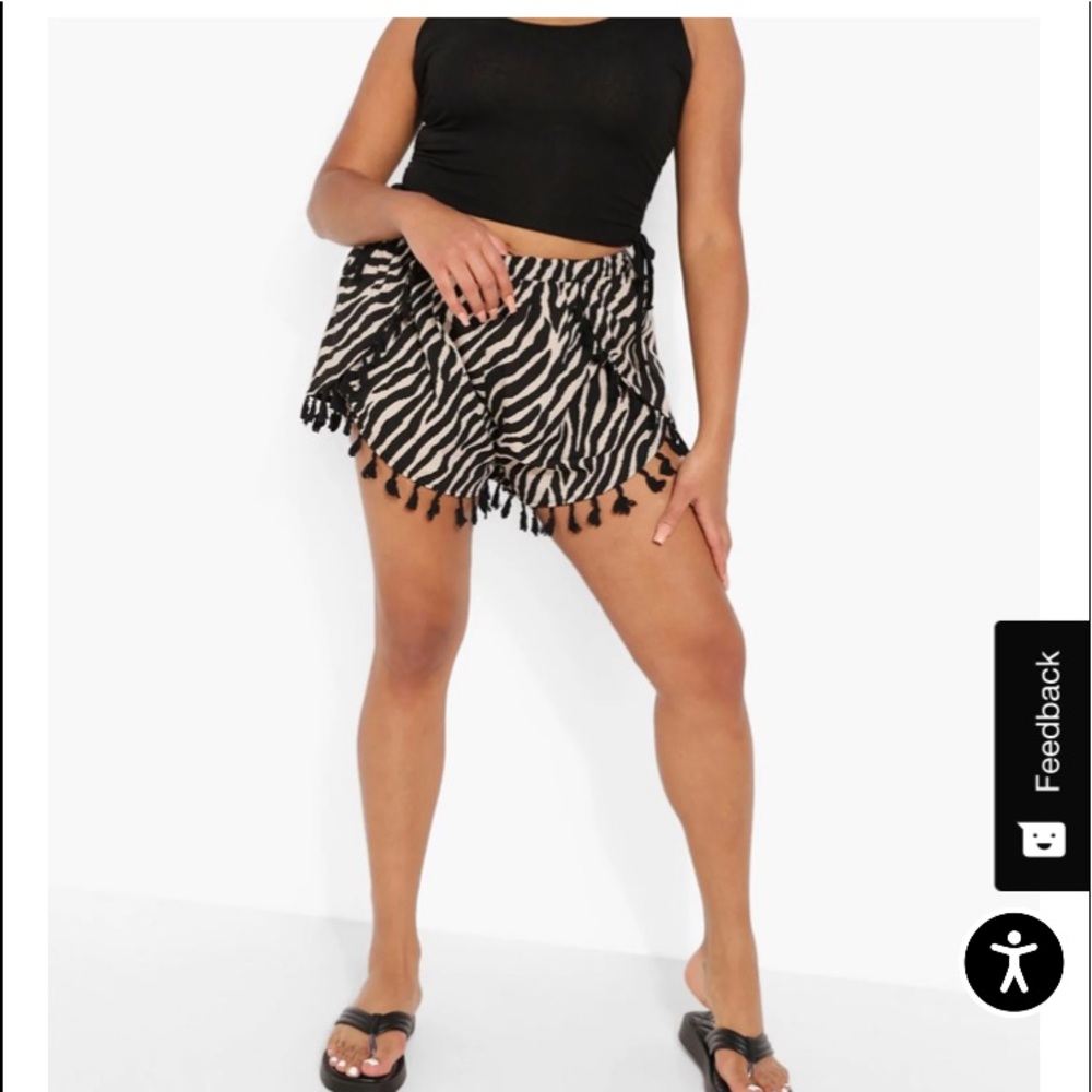 Plus size zebra print shorts